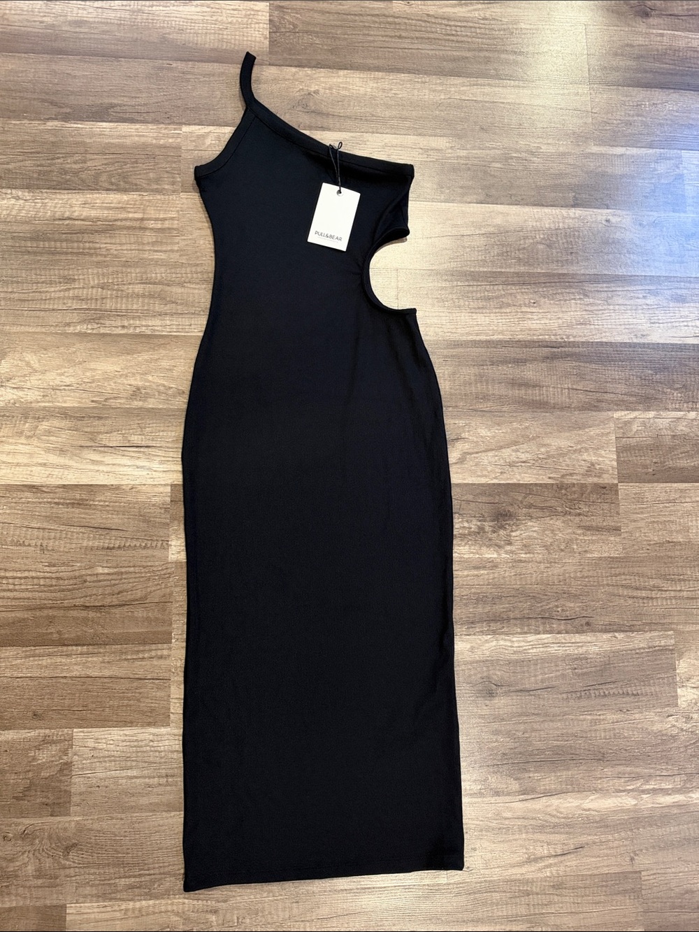 Pull&Bear Black One-Shoulder Cutout Bodycon Maxi Dress